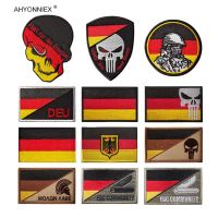 AHYONNIEX 1 PC Germany Embroidery Flag Patch Hook Devil Felt Morale Pack With Sticker Badge Armband Military Tactical DIY Sewing Machine Parts  Access