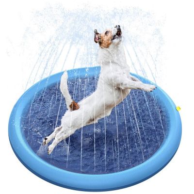 [pets baby] 170X170ซม. Pet Sprinkler PadCooling MatPool Inflatable Water Spray Pad Mat Tub SummerDog อ่างอาบน้ำสำหรับสุนัข