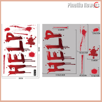 Pinellia ดอกไม้สติกเกอร์ฮาโลวีนสยองขวัญเลือดมือพิมพ์สติกเกอร์ประตูแก้วสำหรับผู้หญิงเงาหน้าต่างห้องน้ำตกแต่งฮาโลวีนรูปลอกติดผนังผี