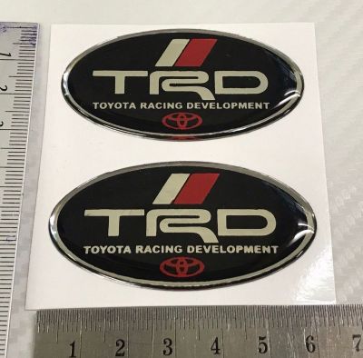 สติ๊กเกอร์เทเรซิ่นนูนอย่างดี สำหรับติดรถ TOYOTA โตโยต้า ทรงรี คำว่า TRD Toyota Racing Development ติดรถ วงรี sticker แต่งรถ สวย