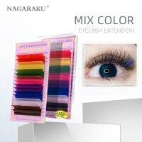 NAGARAKU Mix Color Eyelashes Maquiagem Make up Soft Natural Synthetic Mink Rainbow Eyelash Cilios  8 Colors Mix Cables Converters