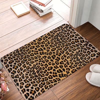 【cw】 Leopard Print Non slip Doormat Floor Entrance Door Rug Bedroom ！