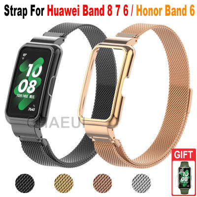 สายสแตนเลสโลหะกรณีสร้อยข้อมือสำหรับ Huawei Band 8 7 6 สาย/Honor Band 6 สายนาฬิกา band สายนาฬิกา