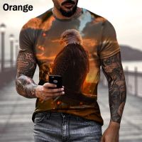 2023 newR Animal Eagle 3D Printing T-shirt Street Handsome Flag Round Neck Short Sleeve Tee