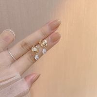 (พร้อมส่งจากไทย)mornyk.earring - ต่างหูน่ารักๆ Love Water Drop Zircon