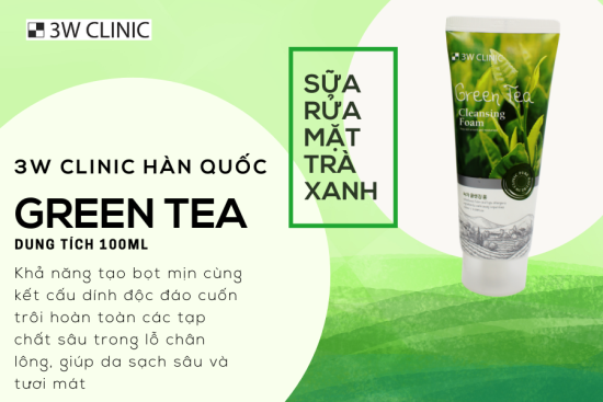 Sữa rửa mặt chiết xuất trà xanh 3w clinic green tea foam cleansing 100ml - ảnh sản phẩm 3