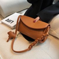 Textured Soft Leather Shoulder Bag Fashion Lychee Pattern Messenger Casual Ladies Small Square Solid Color Hig 【AUG】