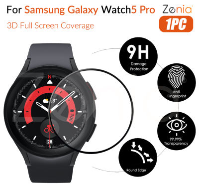 Zenia 1ชิ้น20D HD เปลี่ยนหน้าจอแบบเต็มโค้งขอบเต็มครอบคลุมฟิล์มป้องกันสำหรับ Samsung Galaxy Watch 5 Pro LTE Bluetooth 45mm Watch5 Pro สมาร์ทนาฬิกาสปอร์ต HD 9H 3D ป้องกันกระจกระเบิดป้องกันรอยขีดข่วนอุปกรณ์เสริมฟิล์ม