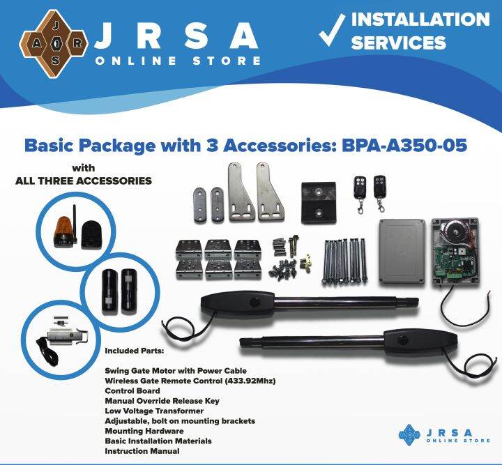 600KG Swing Gate Opener Stainless Steel 24V DC with Photocell, Alarm