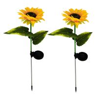 Solar Powered Sunflower Lights 2 Pack Solar Garden Stake Lights for Garden Patio Lawn Yard Porch Walkway Decoration