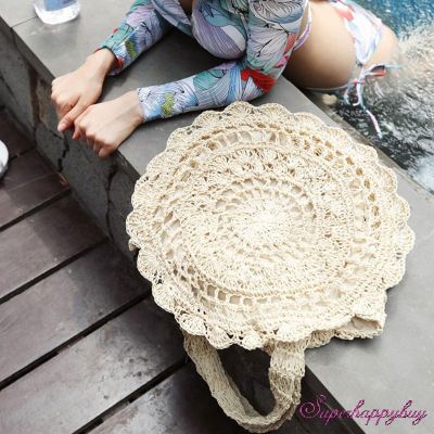 Crochet Floral Bag Women Handmade Beach Shoulder Bag