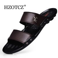 Casual Famous Brand  Men Sandals Shoes Slippers Summer Flip Flops Beach Shoes for men Leather Sandalias Zapatos hombre House Slippers