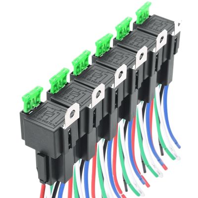 6PCS 5-Pin SPST Automotive Electrical Relay 12V 30A Car Fuse Relay Switch Wiring Harness Car Accessories