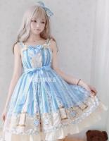 Palace vintage sweet lolita dress falbala lace bowknot cute printing high waist victorian dress kawaii girl gothic lolita jsk