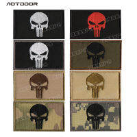 Punisher เย็บปักถักร้อย Hook &amp; Loop ยุทธวิธี Patches PVC ทหาร Morale Badge สะท้อนแสง Skull Emblem สำหรับเกียร์กลางแจ้ง DIY Decoration