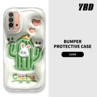 เคสโทรศัพท์มีลายคลื่น YBD สำหรับ Xiaomi POCO M3 Redmi 9T Xiaomi POCO F3 Redmi K40น่ารักลายต้นกระบองเพชรและกระต่ายวัสดุซิลิโคนกล้องปกป้องเต็มรูปแบบ