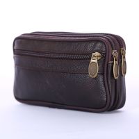 THOMA Vintage Unisex Leisure Multi-Function Phone Bag Purse Bum Hip Bags Wear-Resistant Genuine Leather Men Waist Pack Belt Bags Wear Belt Pocket Coin Waist Bag