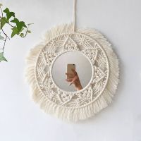 [COD]BEREAVE Boho Baby Nursery Handmade ทอห้องนอน Macrame รอบกระจก Tapestry Wall กระจก Macrame