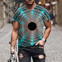 2023 new2023 Hot Sale Men 3d Graphic T Shirt Exclusive Design Color Tunnel Artistic Aesthetics Round Neck Top