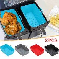 2pcs Air Fryer Rectangular Silicone Airfryer Gratin Basket Reusable Non-Stick Washable Bakeware Tools