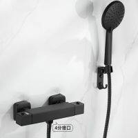 Chrome Thermostatic Shower Sets Bathroom Accessories Black Mixer Valve With Hand Shower Head ss Wall Mount Mixer Thermostatic