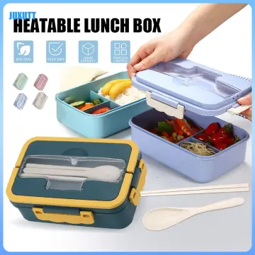 Wheat Straw Microwavable Lunch Box with Stainless Steel Utensils 1000ml Blue