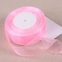 15mm 20mm 25mm 40mm 50mm Pink Organza Ribbon 45Meters/Roll DIY Crafts Supplies Wedding Decoration Valentines Day Gift Wrapping Gift Wrapping  Bags