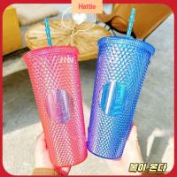 HATTIE อุปกรณ์ปาร์ตี้ตุ๊กตาบาร์บี้ ขวดน้ำหลอด Barbiee Studded Tumbler ภาพยนตร์บาร์บี้ ถ้วยบาร์บิสีชมพู ของใหม่ พร้อมหลอดดูด ถ้วยดื่มน้ำ ฟิตเนสท่องเที่ยว