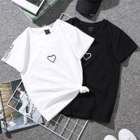 Mode Shop HangQiao Fashion T Shirt Women Gesture Love Graphic Tees Women Heart Printed Summer Top Korean T-shirt Women