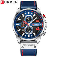 Curren/Crane 8393นาฬิกาสำหรับผู้ชายสายพานนาฬิกาปฏิทินนาฬิกาสำหรับผู้ชายนาฬิกาหกขา⌚