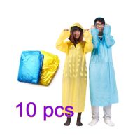 10pcs Adult One-Time Emergency Waterproof Cloth Raincoat Women Men Outdoor Travel Rain Clothes Random Color