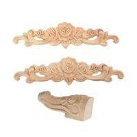 6 Pcs Decorations: 2 Pcs 20X5Cm Wood Carved Long Onlay Applique &amp; 4 Pcs 10X6Cm Solid Wood Carved Furniture Foot Legs