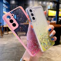 CrashStar เคสโทรศัพท์โปร่งใสกันกระแทกอีพ็อกซี่ไล่ระดับสีสำหรับ Samsung Galaxy Note 20 S22 S23พิเศษ S21พิเศษ + S20 FE A34 A14 A73 A51 A53 A33 A72 A52 A32 5G A54 A71เคสเคสใส่โทรศัพท์แฟชั่น A31