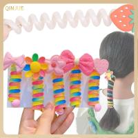 QINJUE โบว์น๊อต ที่คาดผมสายโทรศัพท์ พลาสติกทำจากพลาสติก เครื่องมือทำผม ห่วงผมเด็ก ของขวัญสำหรับเด็ก อุปกรณ์เสริมผม สาวๆ