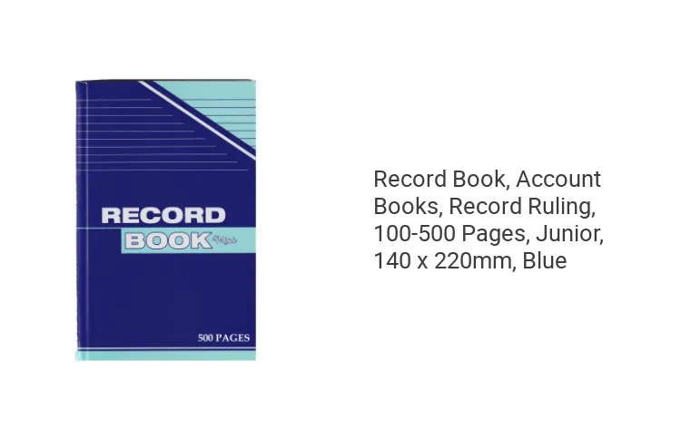 Record Book, Account Books, Record Ruling, 100-500 Pages, Junior