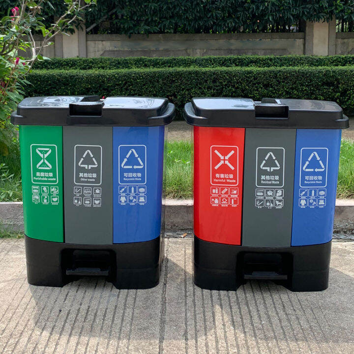Classification of plastic waste in twothirds and twocolor barrels