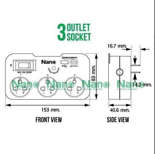 nano-pocket-ปลั๊กอะแดปเตอร์เต้ารับ-3-ช่อง-เต้าเสียบ-2-ขา-usb-quick-charge-3-0-เต้ารับ-ปลั๊ก-ปลั๊กพ่วง-เต้ารับชาร์จ-type-c-ชาร์จเร็ว-อแดปเตอร์