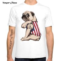 Fashion Men Short Sleeve Summer Pug Dog Flag American Tattoos Printing Creative T-Shirt