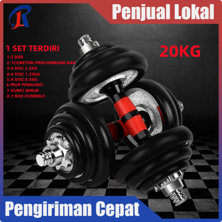 SPEEDS Dumbell Barbel Set 20Kg Tiang Angkat Beban Besi Stainless 20 Kg ...