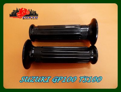 SUZUKI GP100 TS100 HANDLE GRIP RUBBER "BLACK" // ปลอกมือ ปลอกแฮนด์ สีดำ สินค้าคุณภาพดี