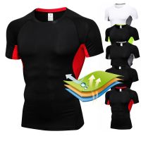 Mens Sports Running Tops Short Sleeve Workout Gym T-Shirt Cool Dry Sports Base Layer Athletic Undershirts Breathable Tops