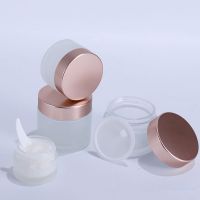 【CW】 5-50ml Frosted Glass Face Hand Jar Rosepink Lid Tracvel Pots Refillable Bottle Skincare