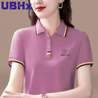 เสื้อยืดแขนสั้นผู้หญิง,เสื้อโปโล2023เสื้อยืดแฟชั่นเวอร์ชันเกาหลีปกหลวมของแม่เสื้อลำลองฤดูร้อน