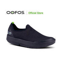 OOFOS OOMG WOMENS  EEZEE LOW SHOE - BLACK &amp; BLACK (ดำ) - รองเท้าแตะเพื่อสุขภาพ นุ่มสบายเท้าด้วยวัสดุอูโฟม บอกลาปัญหาสุขภาพเท้า