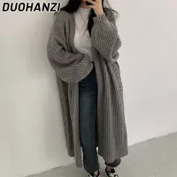 DUOHANZI Cardigans for women Autumn and winter retro loose outer wear long sweater women