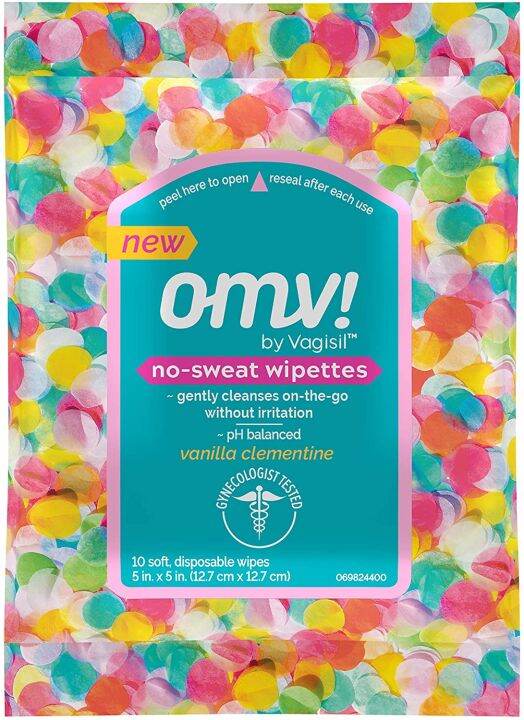 OMV! by Vagisil NoSweat Feminine Intimate Wipes for Women