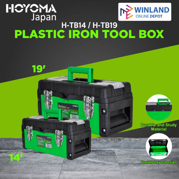 HOYOMA by Winland 1419Inches Plastic Iron Tool Box with Removable Tray