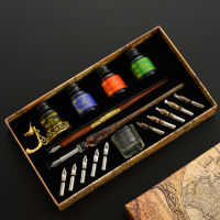 European Dip Pen Sets Fountain Retro Starry Sky Glass Calligraphy Pen Stationery Gift School Supplies Writing Supplies No Ink