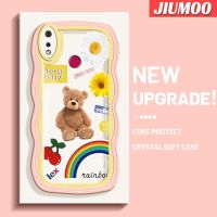 เคส JIUMOO สำหรับ Realme 3 Pro เคส3i Realme ลายหมีสุขสันต์ใหม่ Colour มาการองเวฟขอบกันกระแทกแบบใสนิ่มเคสมือถือโปร่งใสลายกล้องถ่ายรูปที่สร้างสรรค์เคสซิลิกาเจลฝาครอบป้องกัน