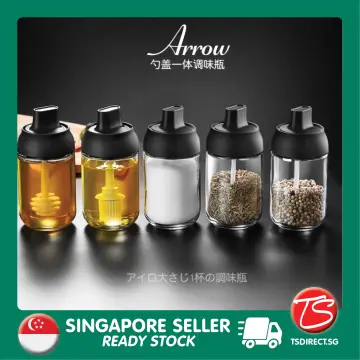 1pc Glass Spice Jar Set With Salt & Msg & Pepper Labels Kitchen Storage  Organizer